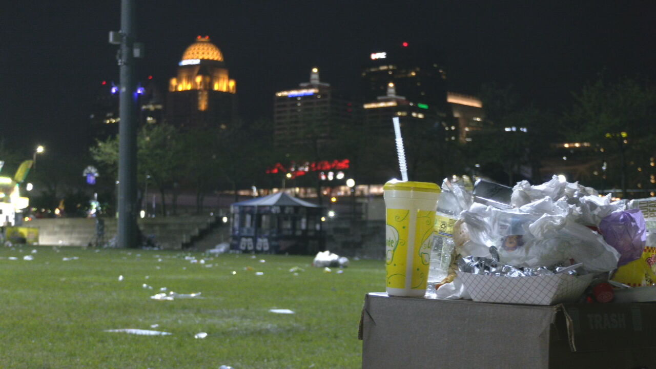Crews cleanup Waterfront Park following Thunder Over Louisville